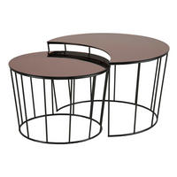 SATZTISCH Schwarz, Bronzefarben  - Schwarz/Bronzefarben, Trend, Glas/Metall - Ambia Home