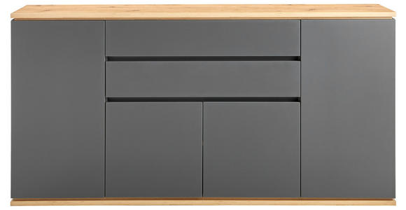 SIDEBOARD Graphitfarben, Eiche Artisan Einlegeböden  - Schwarz/Graphitfarben, Design, Holzwerkstoff/Kunststoff (184/93/42cm) - Xora