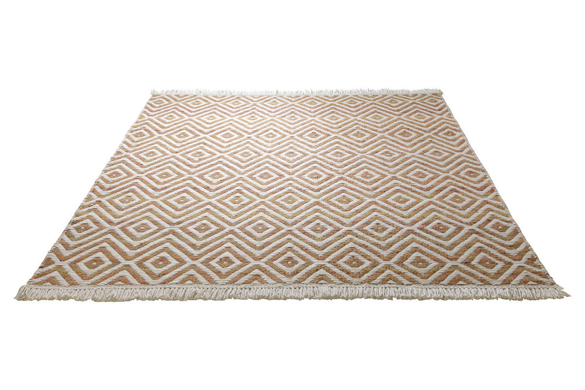 HANDWEBTEPPICH 60/110 cm Vector Orange, Weiß  - Orange/Weiß, KONVENTIONELL, Textil (60/110cm) - Esprit