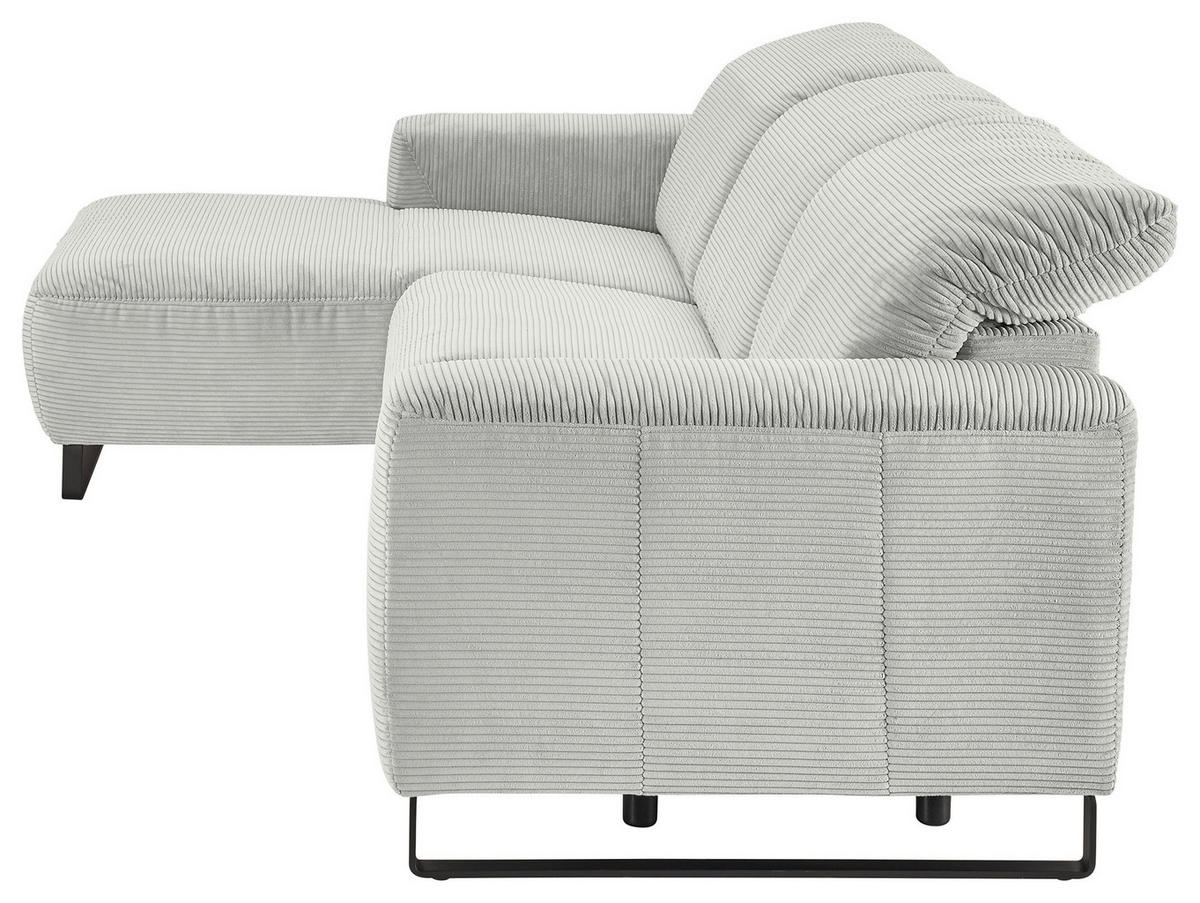 ECKSOFA in Cord Hellgrau  180/266 cm  - Hellgrau/Schwarz, KONVENTIONELL, Textil/Metall (180/266cm) - Hom`in