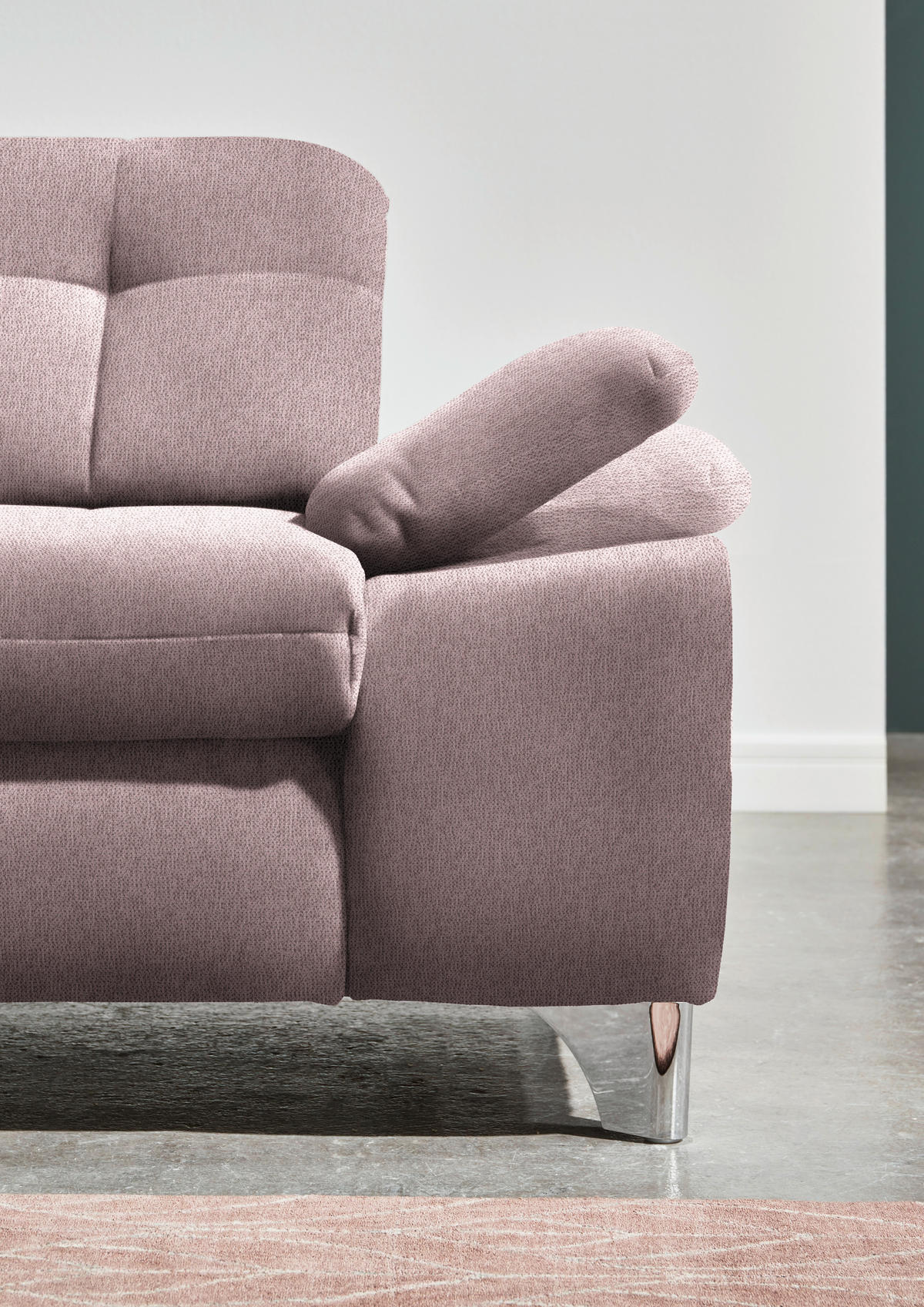 ECKSOFA in Chenille Altrosa  - Chromfarben/Altrosa, Design, Textil/Metall (260/310cm) - Beldomo Speed