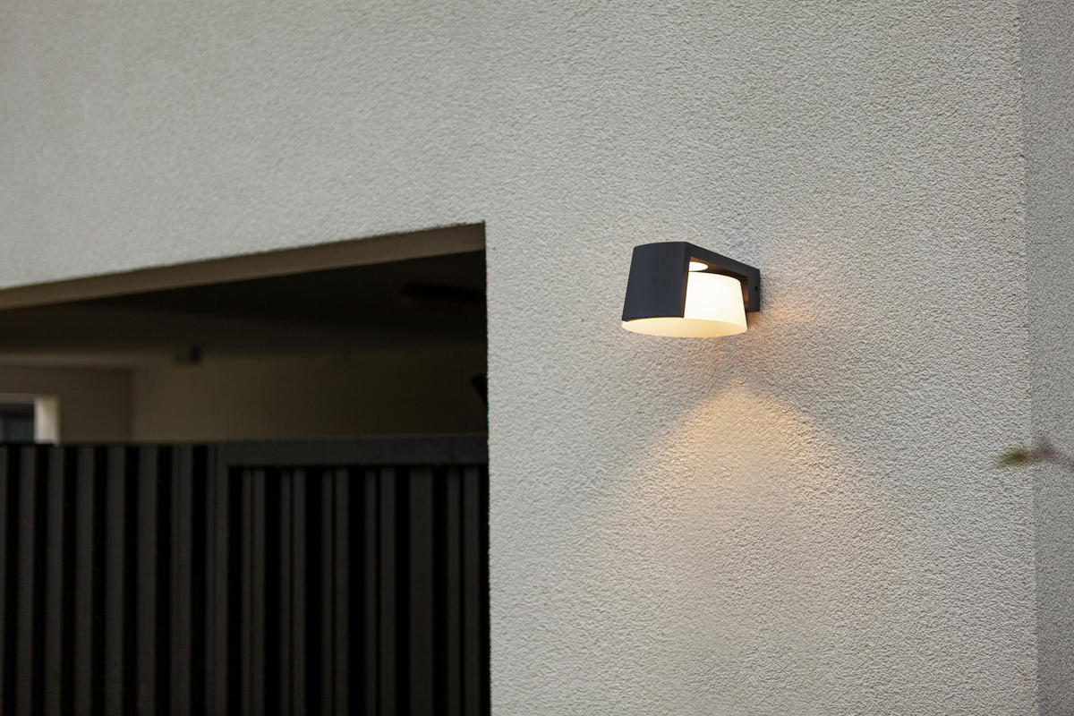 AUßENWANDLEUCHTE 16/9,6/21,7 cm   - Anthrazit/Weiß, Basics, Kunststoff/Metall (16/9,6/21,7cm)