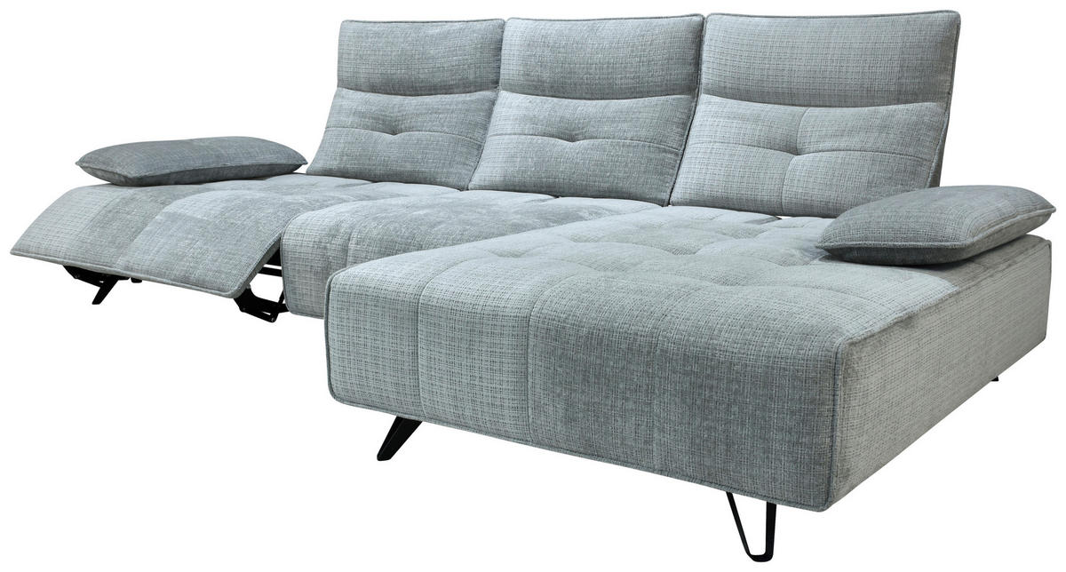 ECKSOFA Hellgrau Chenille  - Hellgrau/Schwarz, Design, Kunststoff/Textil (314/162cm) - Livetastic