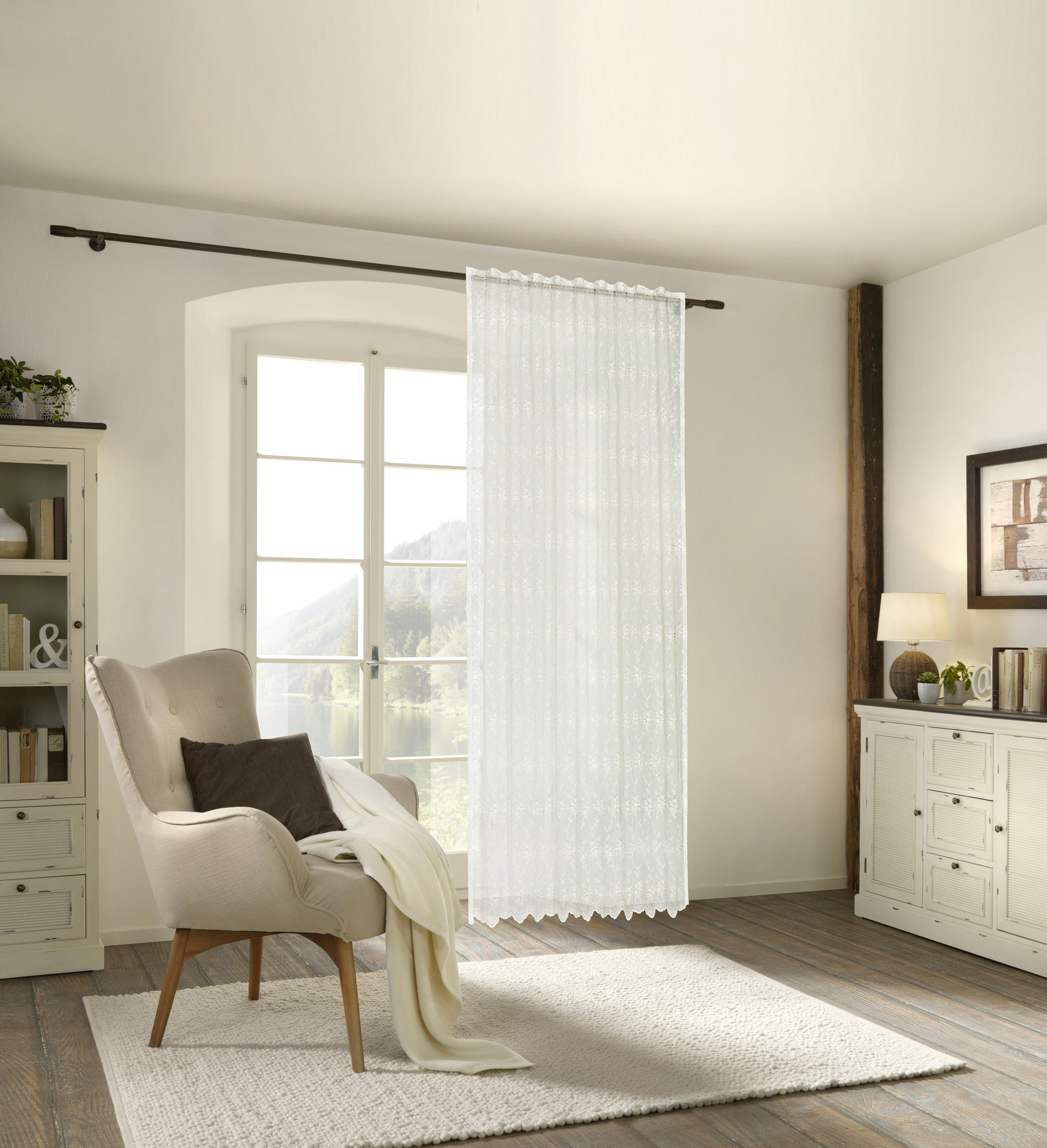 FERTIGVORHANG  halbtransparent  140/245 cm   - Naturfarben, LIFESTYLE, Textil (140/245cm) - Landscape