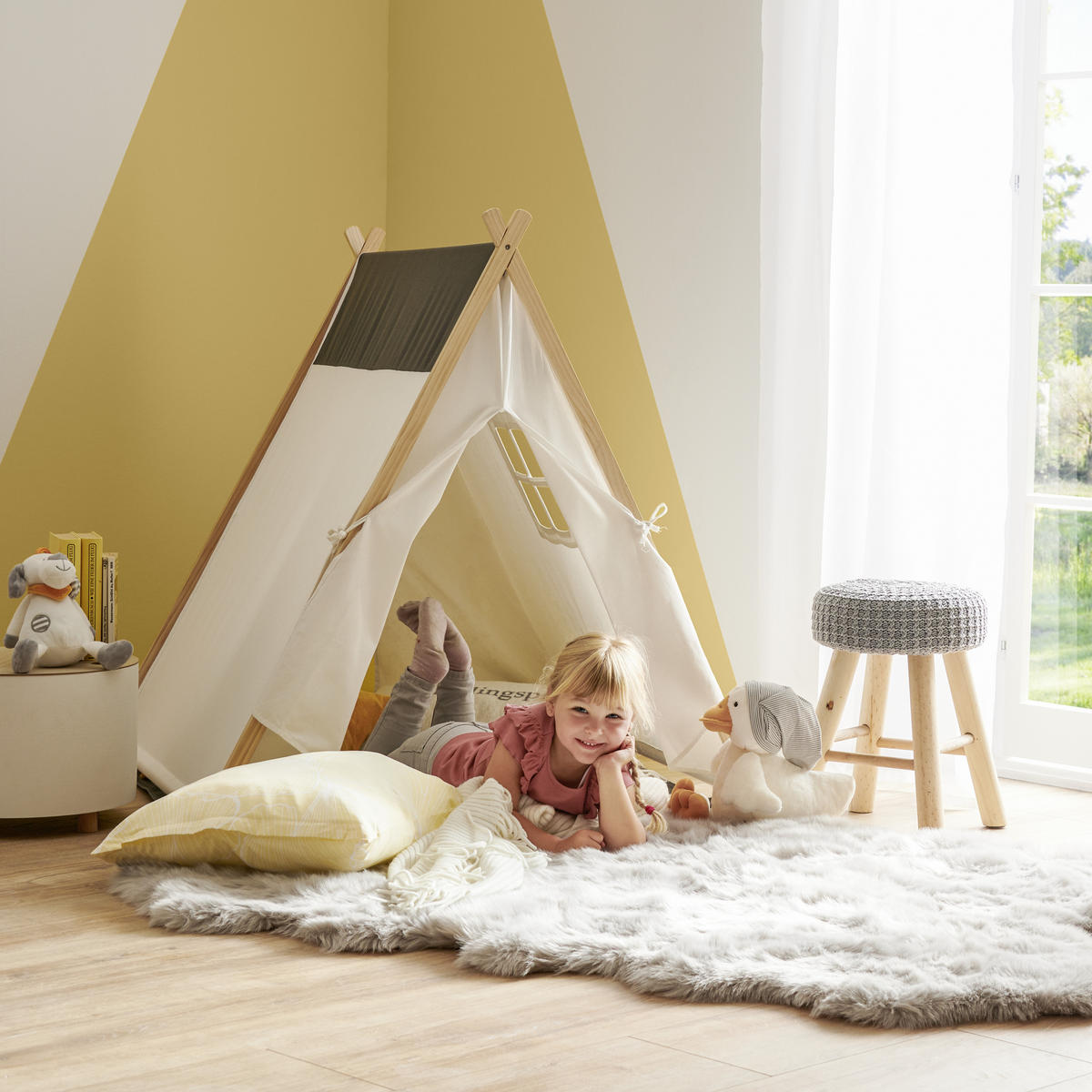 SPIELZELT - Dunkelgrau/Creme, Basics, Holz/Textil (100/100/110cm) - My Baby Lou