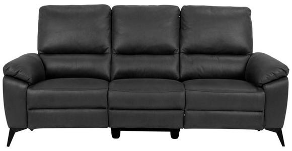 3-SITZER-SOFA Lederlook, Mikrofaser Grau - Schwarz/Grau, KONVENTIONELL, Textil/Metall (215/102/96cm) - Carryhome