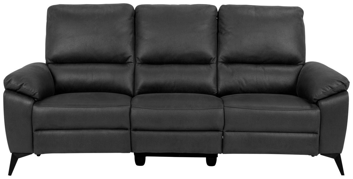 3-SITZER-SOFA Lederlook, Mikrofaser Grau  - Schwarz/Grau, KONVENTIONELL, Textil/Metall (215/102/96cm) - Carryhome