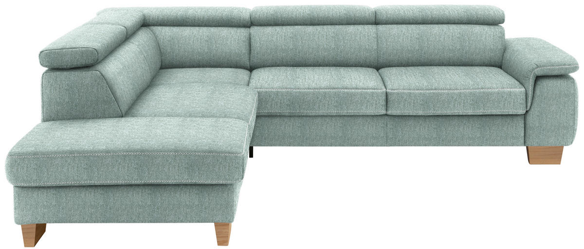ECKSOFA in Mikrofaser Mintgrün  - Eichefarben/Beige, Natur, Holz/Textil (226/273cm) - Beldomo System