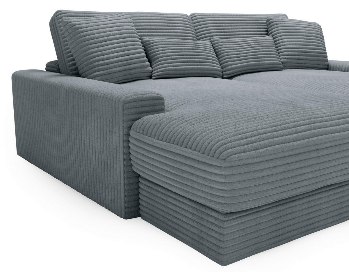 BIGSOFA Cord Grau  - Schwarz/Grau, MODERN, Kunststoff/Textil (230/85/190cm) - Carryhome