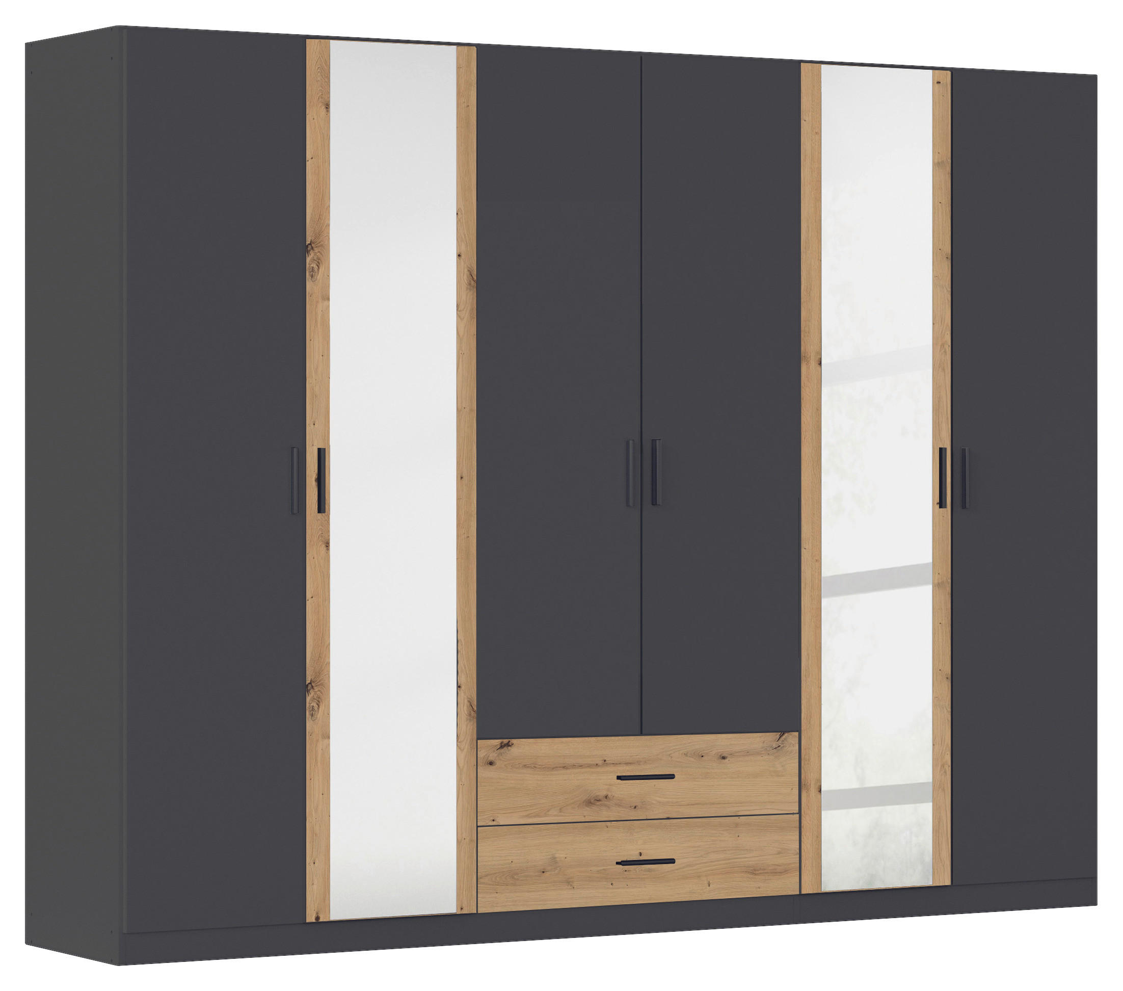 KLEIDERSCHRANK 271/210/54 cm,  in Grau, Eiche Artisan, 6-türig  - Eiche Artisan/Grau, KONVENTIONELL, Holzwerkstoff/Kunststoff (271/210/54cm) - Rauch Möbel