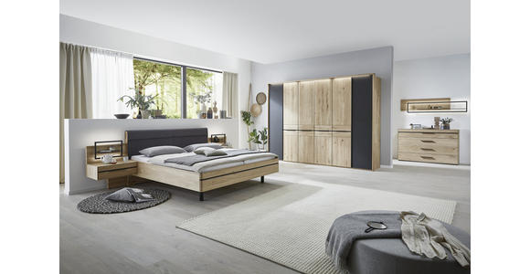 DREHTÜRENSCHRANK in Schwarz, Eichefarben - Eichefarben/Schwarz, Basics, Holz/Holzwerkstoff (301,9/223,3/62cm) - Valnatura