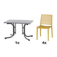 GARTENGARNITUR 5-teilig  - Gelb, Basics, Holzwerkstoff/Kunststoff (70/80/110cm) - Siena Garden