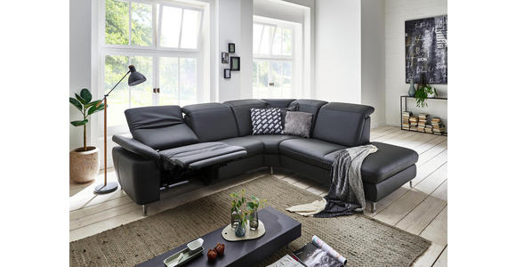 WOHNLANDSCHAFT in Leder Anthrazit - Chromfarben/Anthrazit, KONVENTIONELL, Leder/Metall (289/242cm) - Cantus