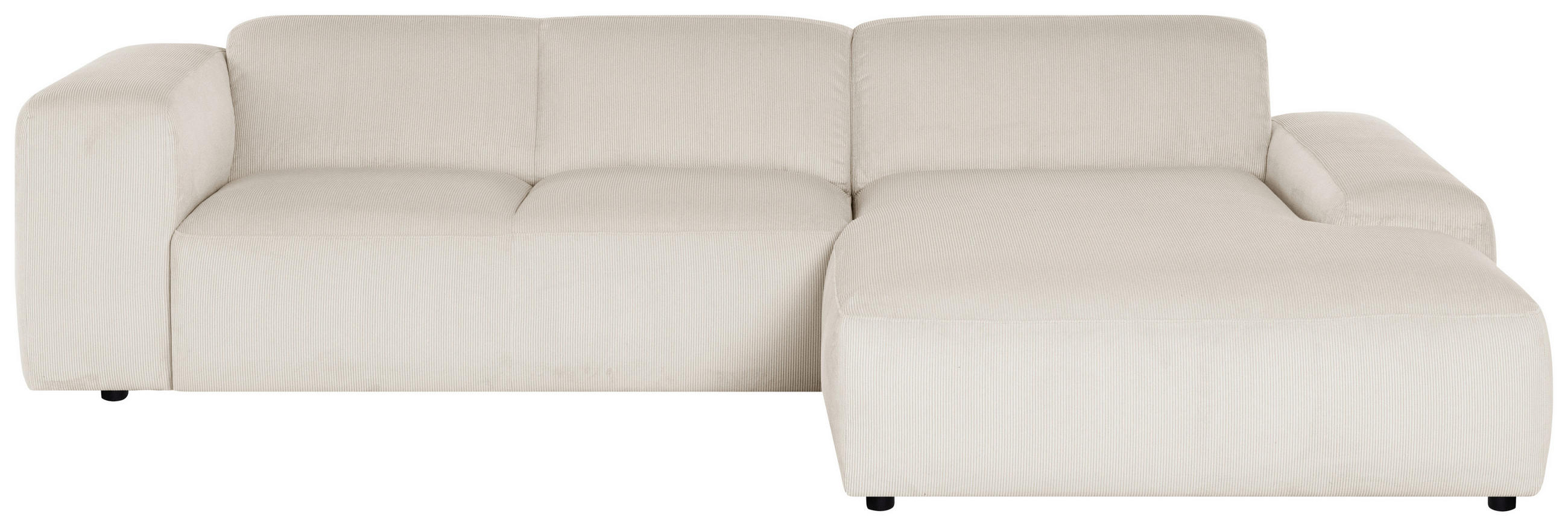 ECKSOFA HANNAH Creme Cord  - Creme/Schwarz, Design, Kunststoff/Textil (304/200cm) - MID.YOU