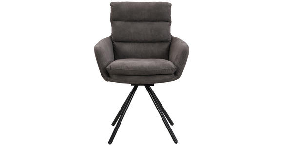 ARMLEHNSTUHL in Eisen Webstoff - Schwarz/Grau, Design, Textil/Metall (62/89/65cm) - Cantus