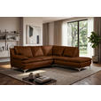 ECKSOFA Cognac Echtleder  - Chromfarben/Cognac, Design, Leder/Metall (242/224cm) - Novel