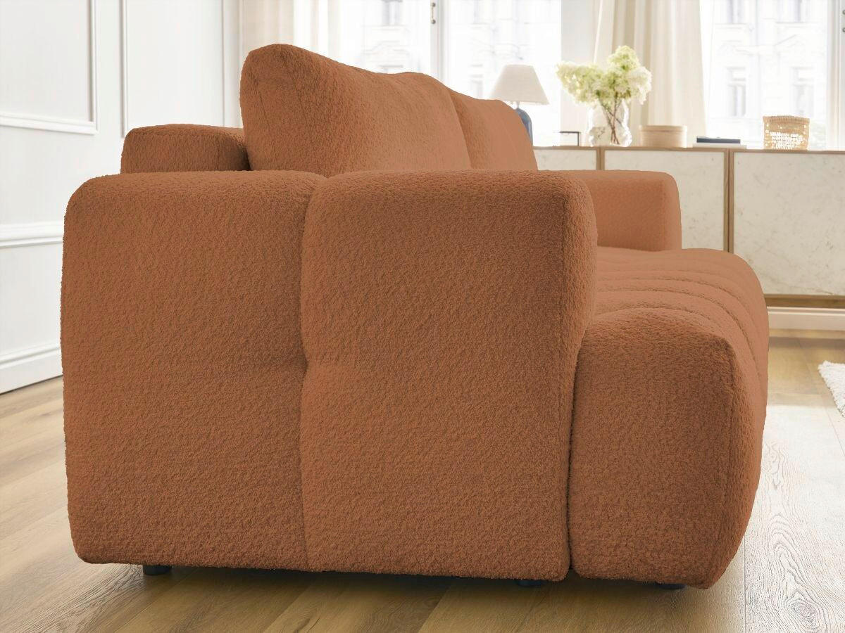SCHLAFSOFA FUJI Bouclé Orange  inkl.  - Schwarz/Orange, MODERN, Kunststoff/Textil (251/113/88cm)
