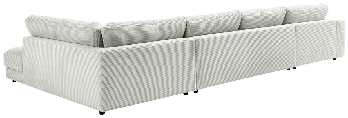 WOHNLANDSCHAFT in Cord Hellgrau  - Hellgrau/Schwarz, Design, Kunststoff/Textil (190/425/224cm) - Hom`in