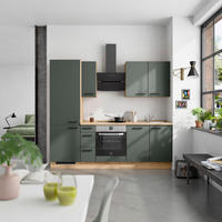 KÜCHENBLOCK Easytouch 240 cm  in Eichefarben, Dunkelgrün  - Dunkelgrün/Eichefarben, MODERN, Holzwerkstoff/Metall (240cm) - Nobilia