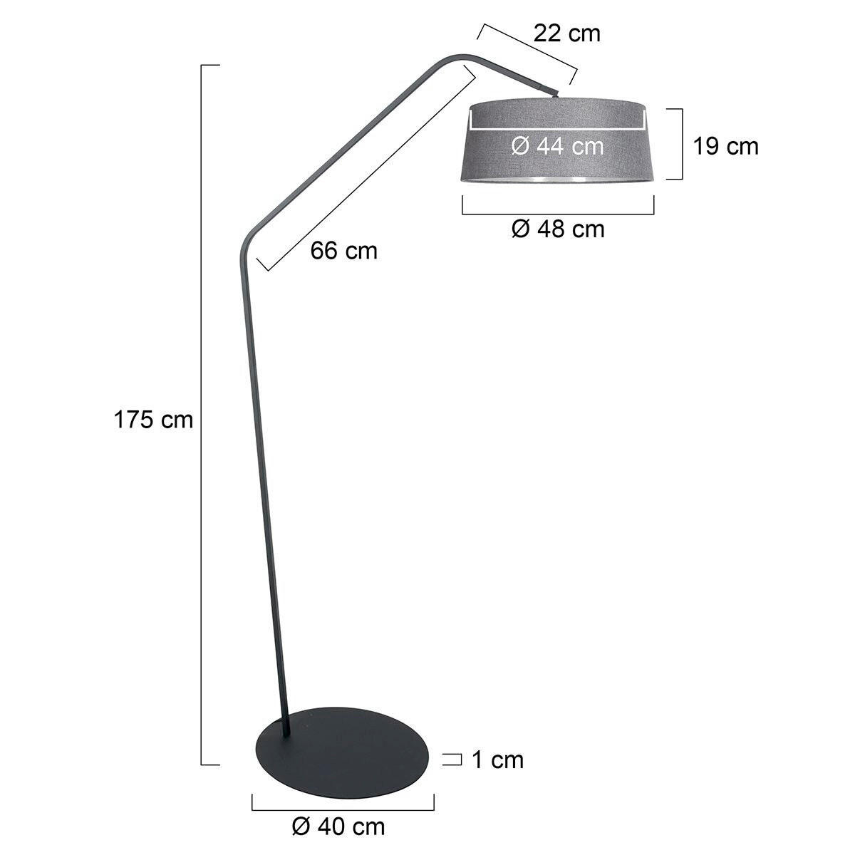 STEHLEUCHTE - Dunkelgrau/Schwarz, Trend, Textil/Metall (50/173/95cm)
