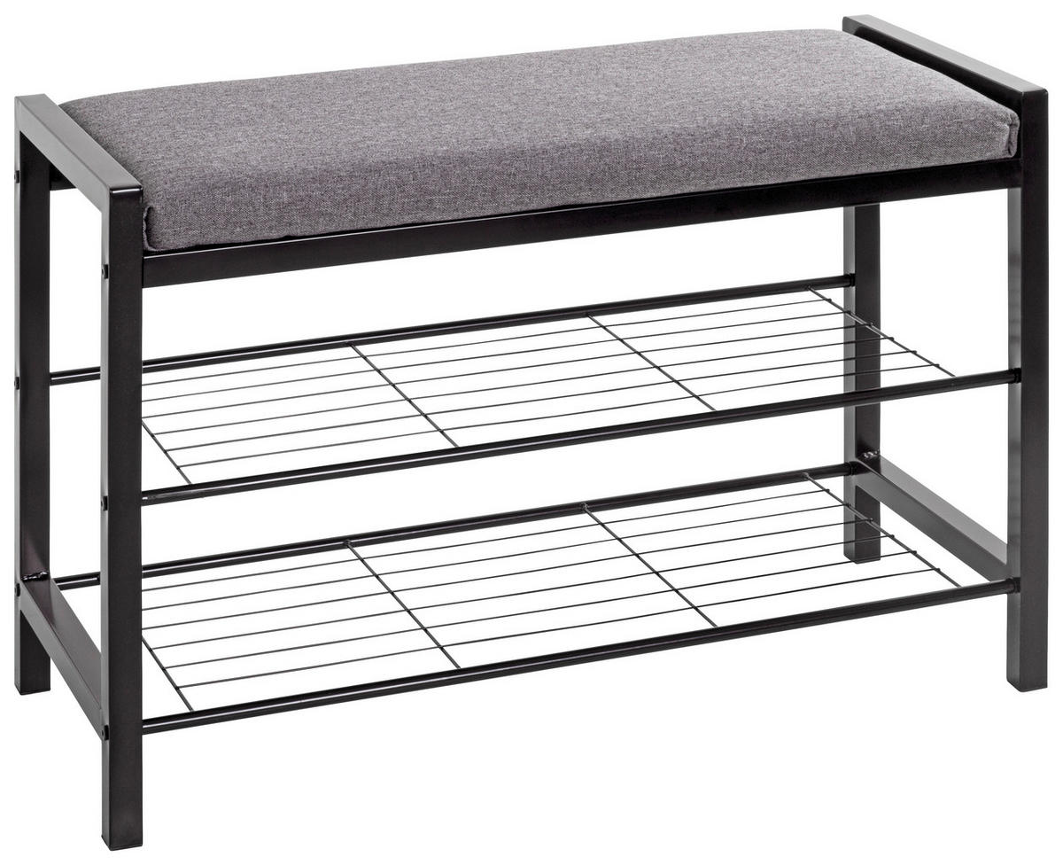 HALLBÄNK 75/50/32 cm  - svart/grå, Basics, metall/textil (75/50/32cm) - Best Price