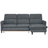 ECKSOFA Dunkelgrau Plüsch  - Dunkelgrau/Schwarz, KONVENTIONELL, Textil/Metall (254/190cm) - Livetastic