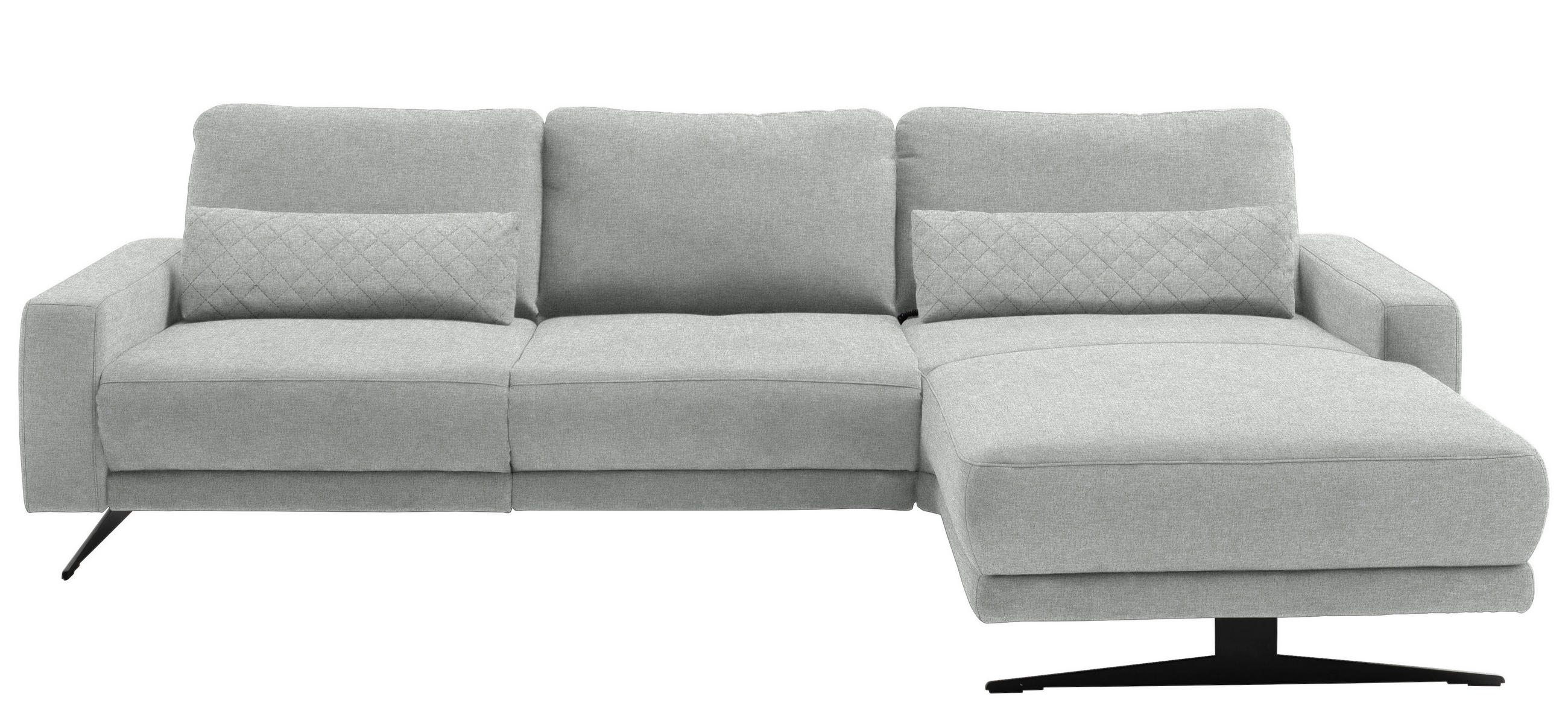 ECKSOFA in Velours Hellgrau  - Hellgrau/Schwarz, Design, Textil/Metall (288/185cm) - Johann Jakob