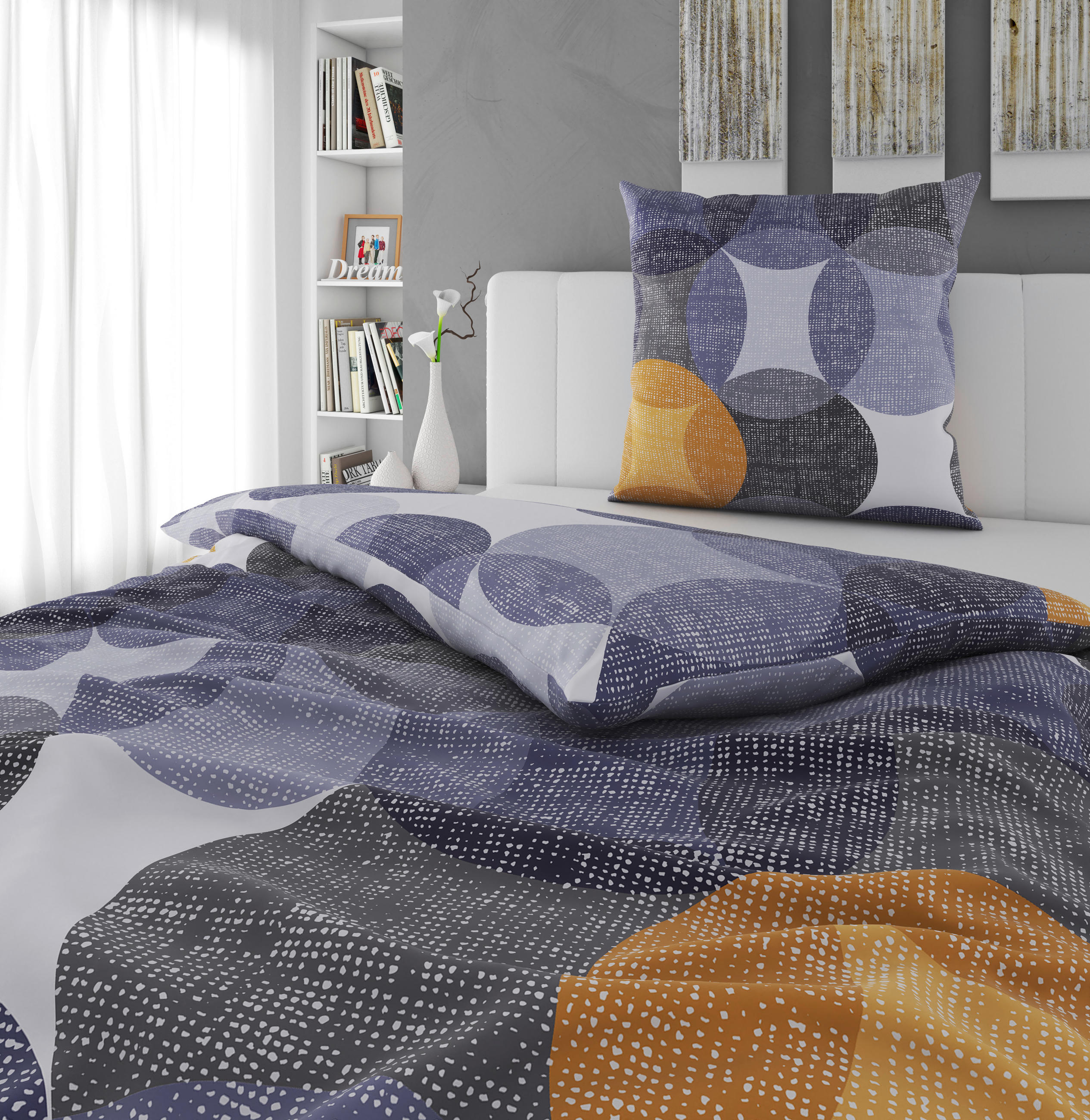 BETTWÄSCHE Biber, Flanell 135/200 cm  - Anthrazit/Gelb, Textil (135/200cm) - Novel