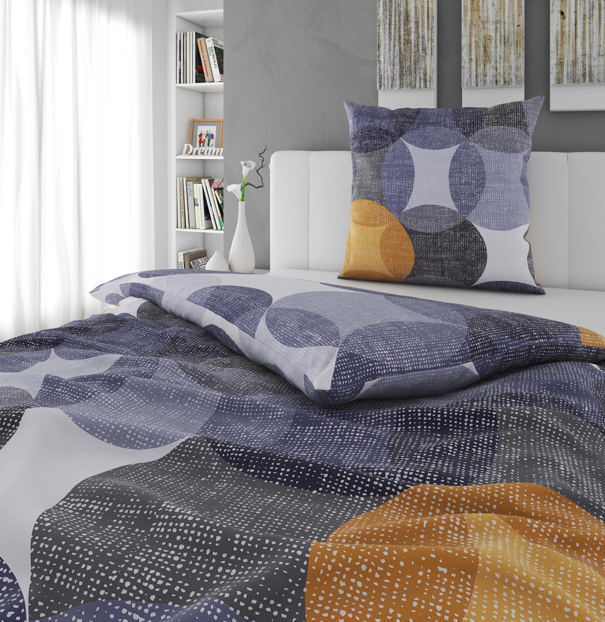 BETTWÄSCHE Biber, Flanell 135/200 cm  - Anthrazit/Gelb, Textil (135/200cm) - Novel