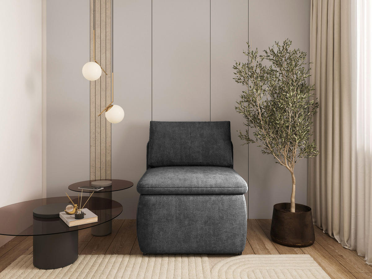 SCHLAFSESSEL Cord Dunkelgrau  - Dunkelgrau/Schwarz, KONVENTIONELL, Kunststoff/Textil (87/95/87cm) - Boxxx