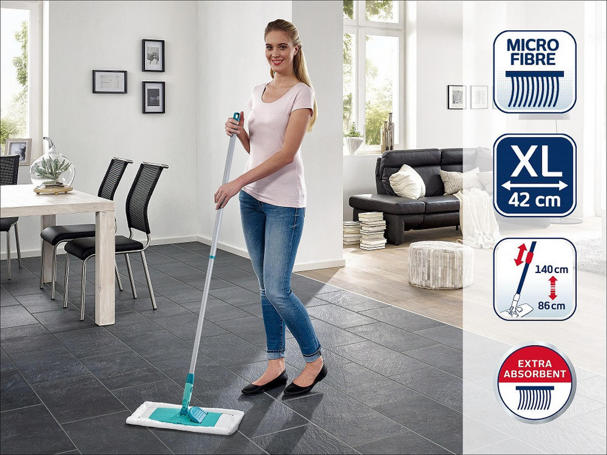 PODLAHOVÝ MOP Classic XL - biela/tyrkysová, Basics, kov (100/16/20cm) - Leifheit