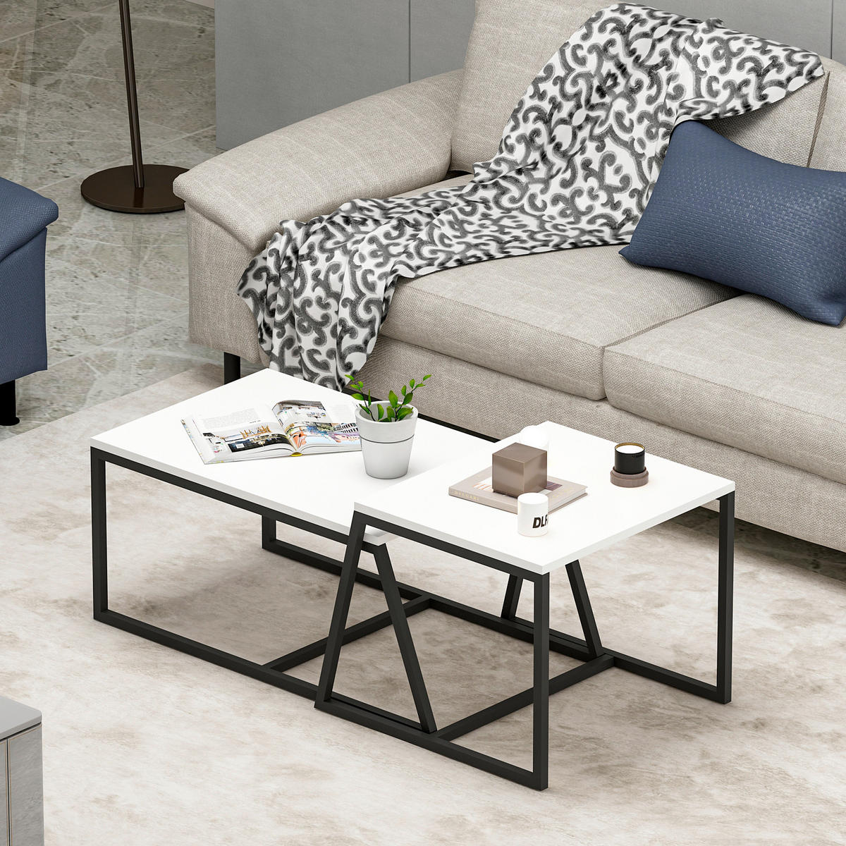 SOFFBORD SET - vit/svart, Design, metall/trämaterial - Livetastic