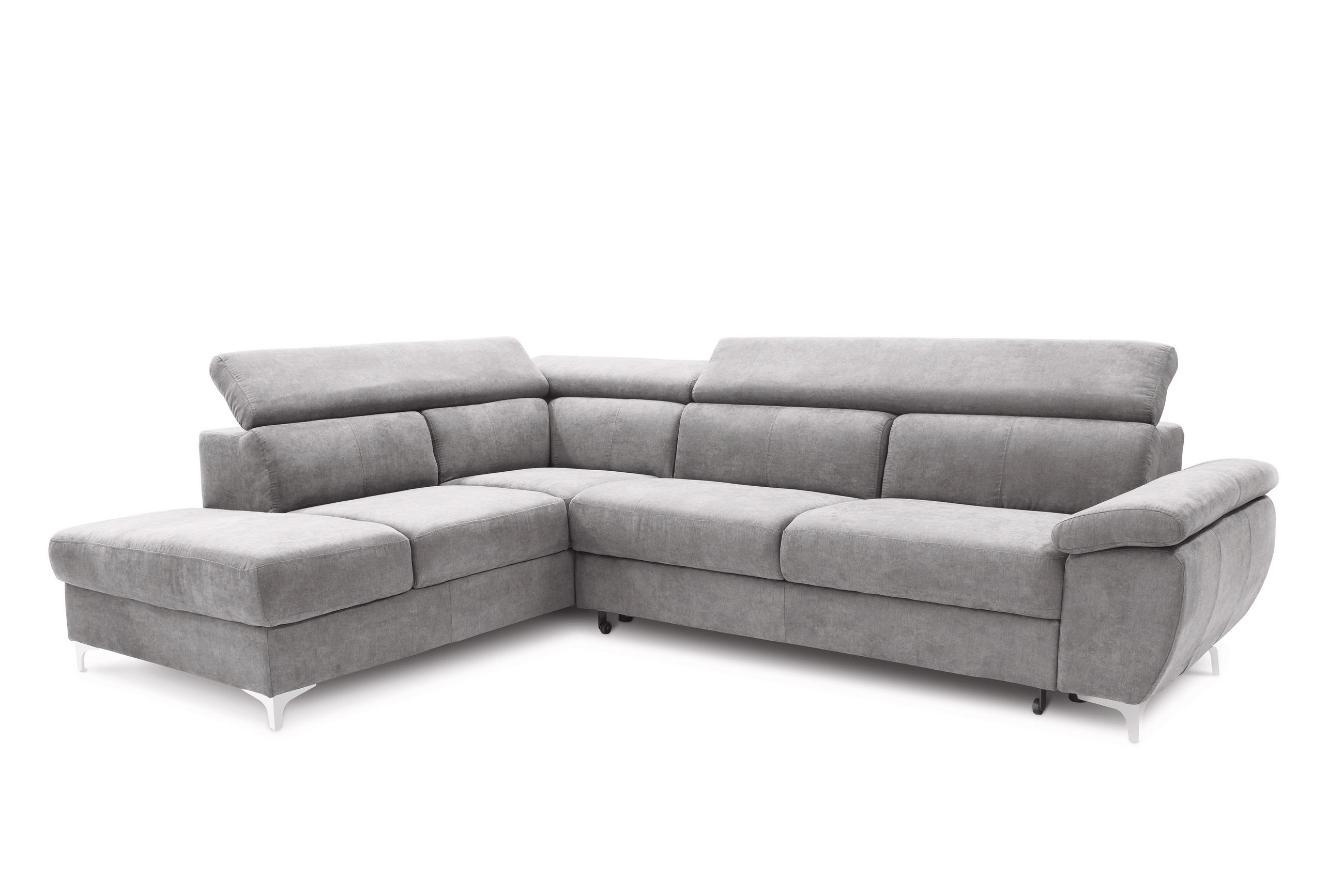 SAROKGARNITÚRA fa, textil, faalapú anyag szürke  - krómszínű/szürke, Design, faalapú anyag/textil (218/81/98/286cm) - Hom`in