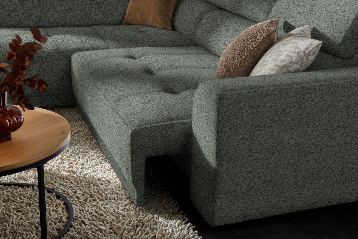 ECKSOFA in Struktur Grau   - Schwarz/Grau, Design, Kunststoff/Textil (205kg) - Xora