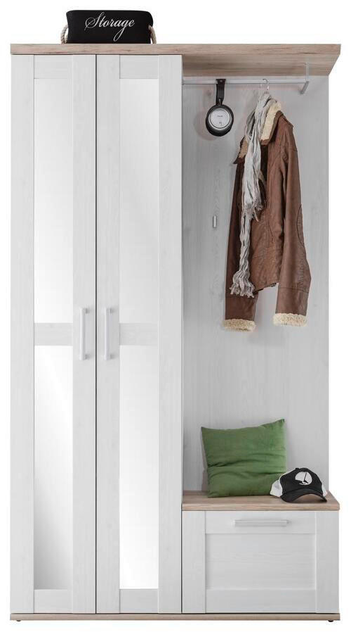 GARDEROBE 3-teilig  in 115/201/38 cm  - Lärchefarben/Weiß, KONVENTIONELL, Glas/Holzwerkstoff (115/201/38cm) - Xora