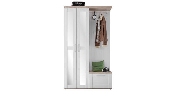 GARDEROBE 3-teilig  in 115/201/38 cm  - Lärchefarben/Weiß, KONVENTIONELL, Glas/Holzwerkstoff (115/201/38cm) - Xora