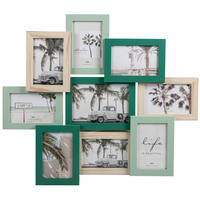 MULTIRAHMEN in Naturfarben, Dunkelgrün, Hellgrün  - Dunkelgrün/Naturfarben, Basics, Glas/Papier (58,8/51,6/2,4cm) - Monee