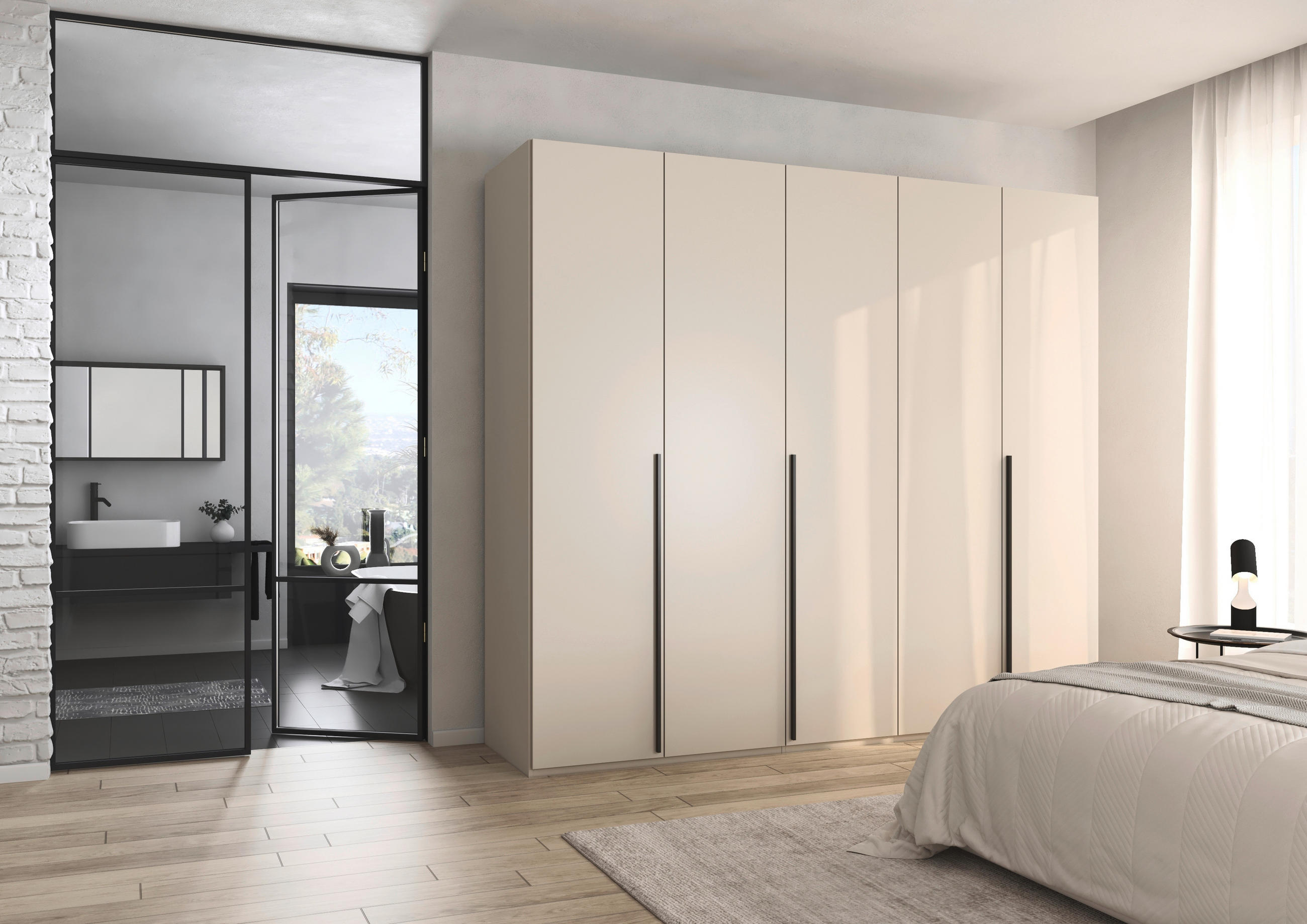 DREHTÜRENSCHRANK 251/223/60 cm 5-türig Champagner  - Champagner/Graphitfarben, Design, Holzwerkstoff/Metall (251/223/60cm) - home24