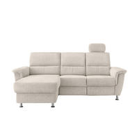 ECKSOFA  in Chenille Beige Bettkasten, Stauraum, Kopfstütze  165/231 cm  - Chromfarben/Beige, MODERN, Textil/Metall (165/231cm) - Livetastic