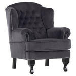 CHESTERFIELD-SESSEL in Flachgewebe Anthrazit  - Anthrazit/Schwarz, Design, Holz/Textil (87/107/96cm) - Ambia Home