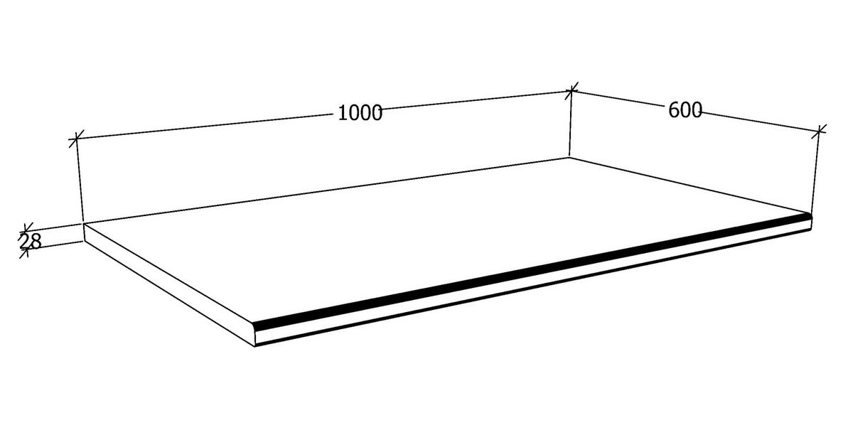 ARBEITSPLATTE 100/2,8/60 cm  - Weiß, KONVENTIONELL, Holzwerkstoff (100/2,8/60cm) - MID.YOU