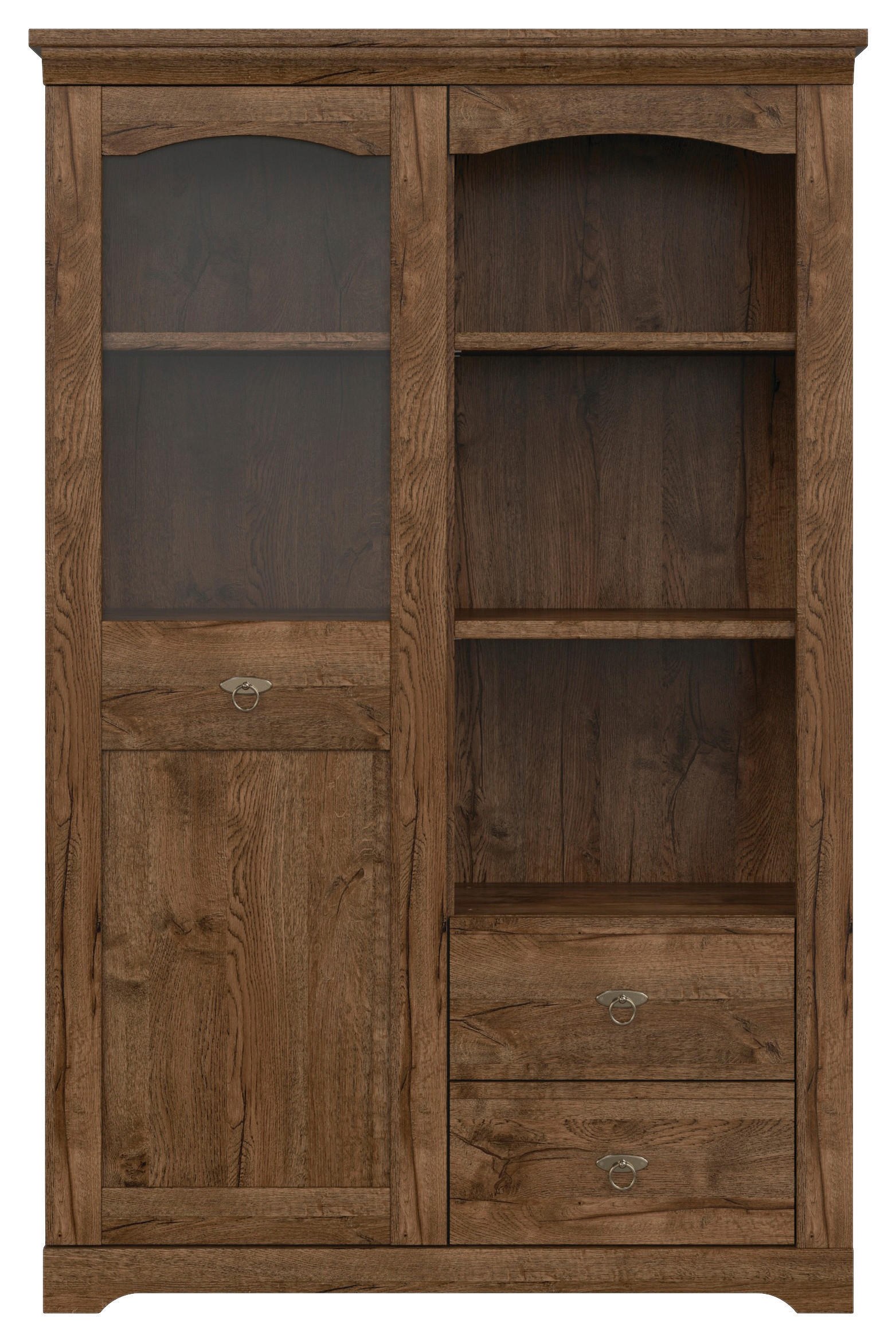 VITRINĂ in culoare lemn stejar - argintiu/culoare lemn stejar, Design, plastic/sticlă (103/158,5/44,50cm) - Cantus