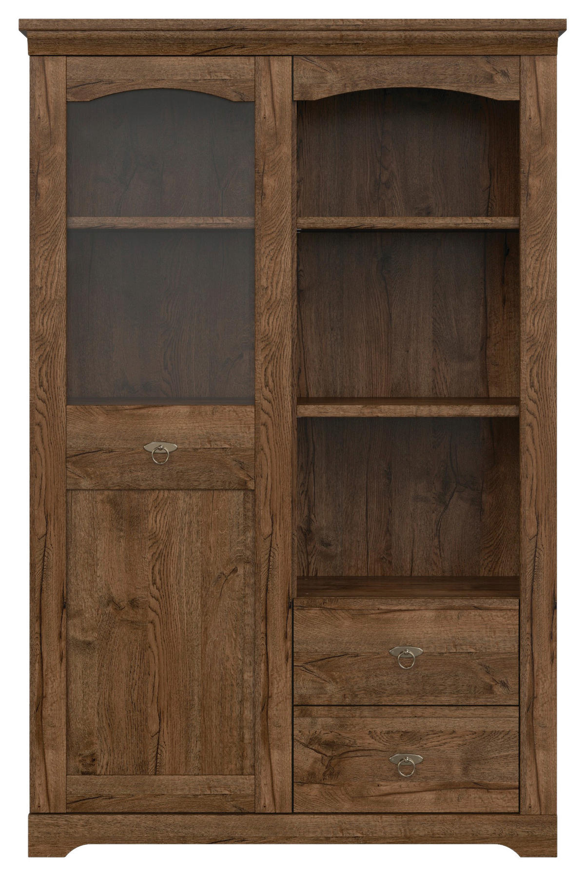 VITRÍNA, farba duba, 103/158,5/44,50 cm - čierna/farba duba, Design, kov/kompozitné drevo (103/158,5/44,50cm) - Cantus