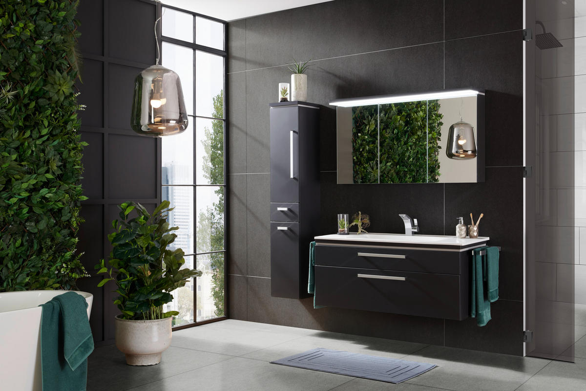 BADEZIMMER  in 122 cm  - Weiß/Grau, Design, Glas/Holzwerkstoff (122cm) - Novel
