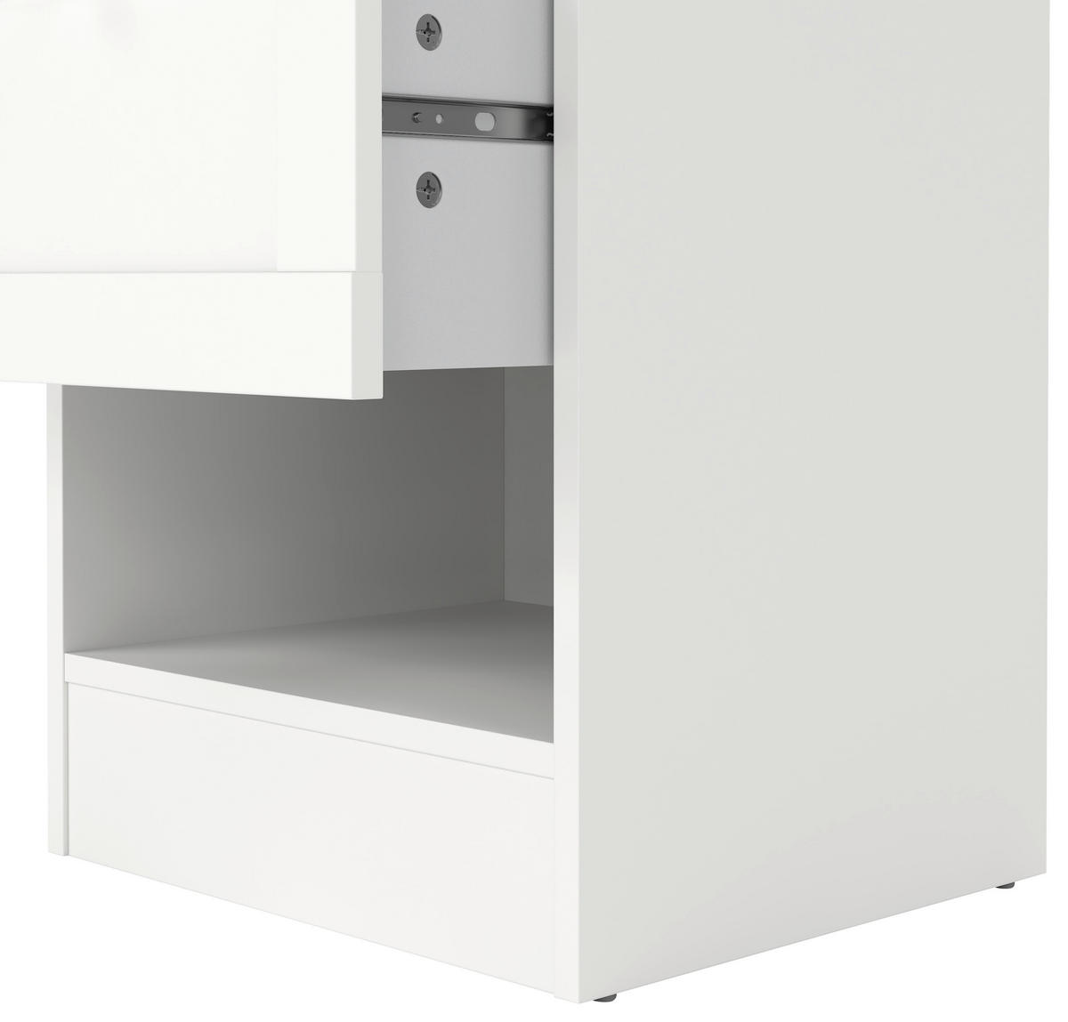 NACHTSCHRANK 40,2/51,2/36 cm  - Silberfarben/Weiß, MODERN, Holzwerkstoff/Metall (40,2/51,2/36cm) - MID.YOU