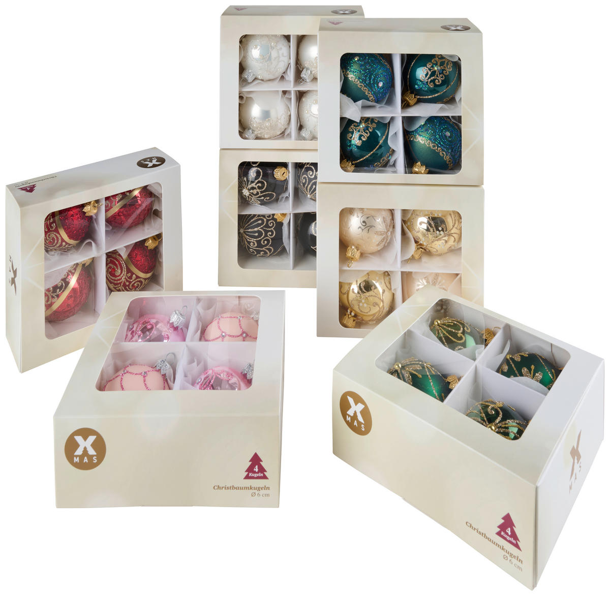 CHRISTBAUMKUGEL-SET 6 cm  - Weiß, LIFESTYLE, Glas/Metall (6cm) - X-Mas