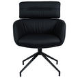ARMLEHNSTUHL  Sitzfläche 360° drehbar, automatische Rückholfunktion  Echtleder  Schwarz  - Schwarz, Design, Leder/Metall (67/92/70cm) - Dieter Knoll