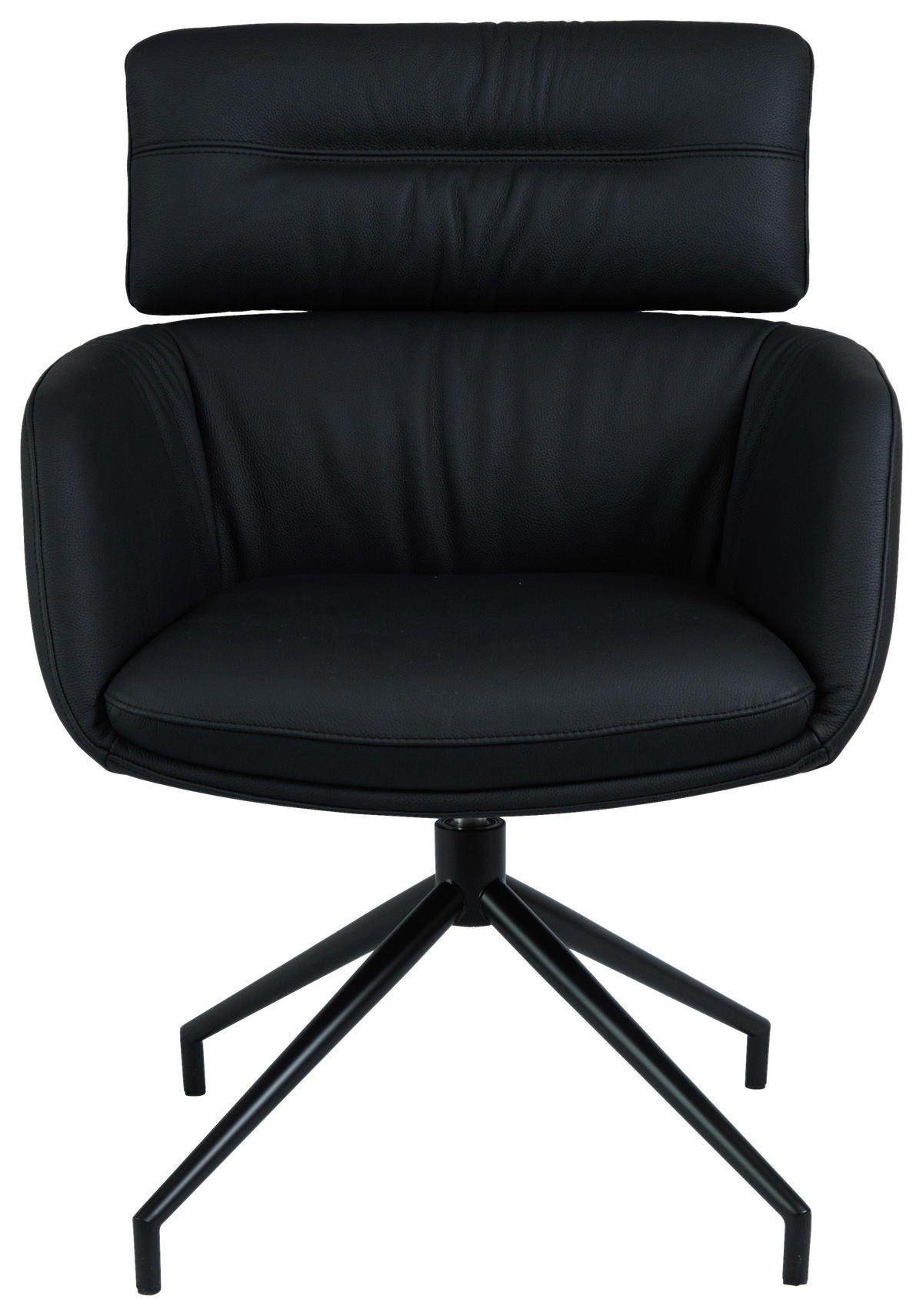 ARMLEHNSTUHL  Sitzfläche 360° drehbar, automatische Rückholfunktion  Echtleder  Schwarz  - Schwarz, Design, Leder/Metall (67/92/70cm) - Dieter Knoll