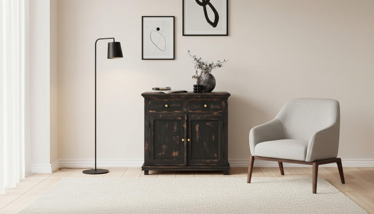 KOMMODE , 90/85/42 cm, 2 Schublade(n)  - Goldfarben/Schwarz, LIFESTYLE, Holz/Metall (90/85/42cm) - Ambia Home