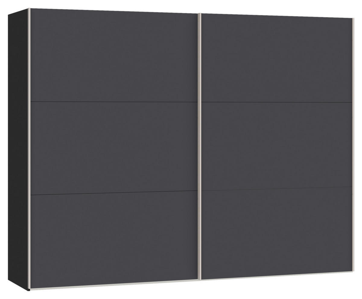 SCHWEBETÜRENSCHRANK  in Anthrazit, Schwarz  - Edelstahlfarben/Anthrazit, Design, Holzwerkstoff (253/195/65cm) - Carryhome